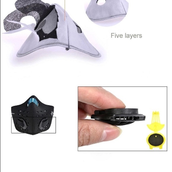 Outdoor facemask w/filter black neoprene washable - Picture 2 of 11